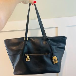 Ralph Lauren Black Leather Tote